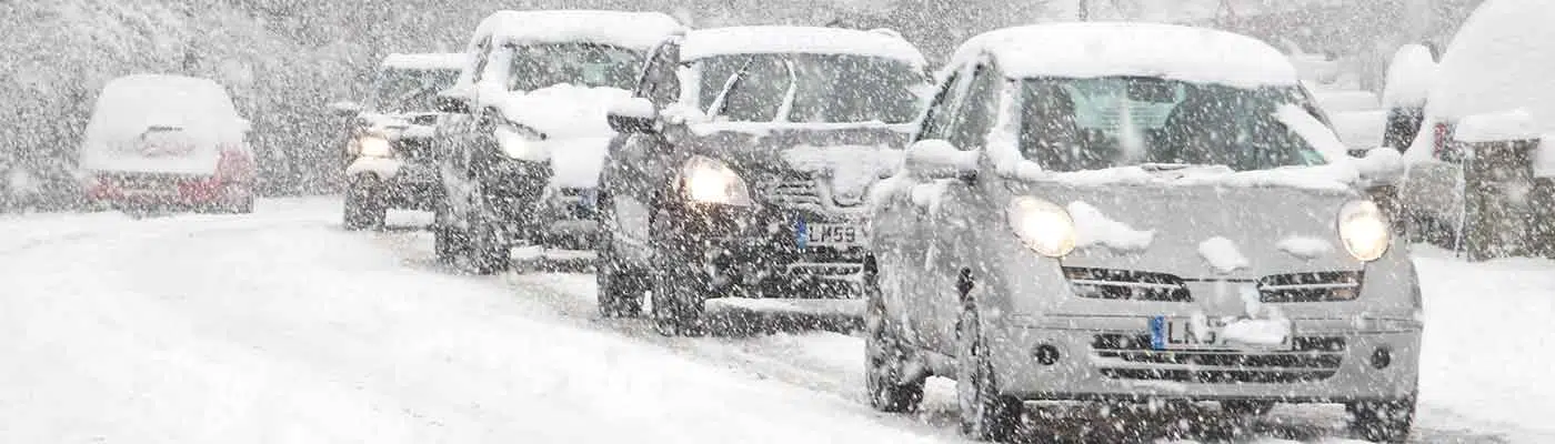snow on cars