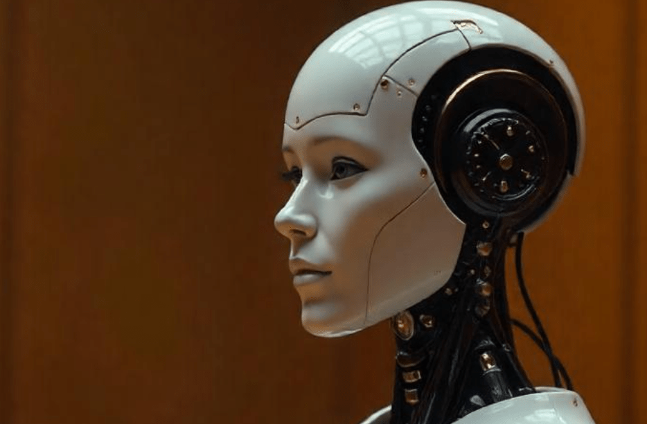 robot presenting an argument to a jury