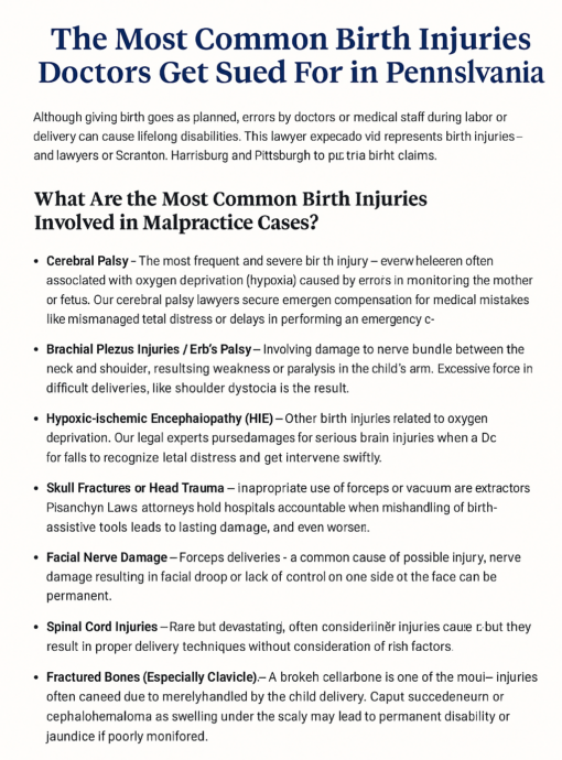 Most Common Birth Injuries Infographic