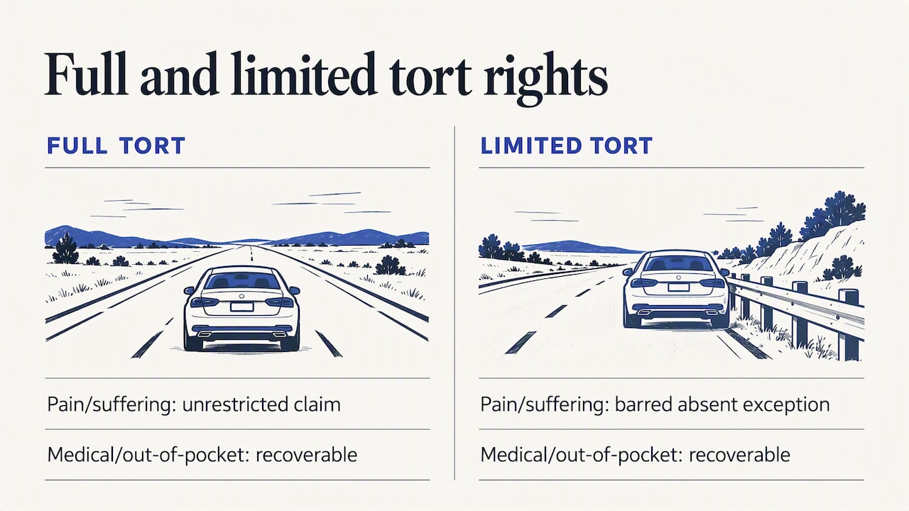 Full tort and limited tort rights compared
