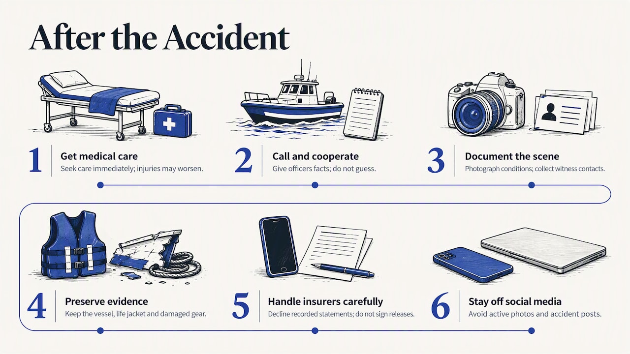 Steps to take after a boating accident